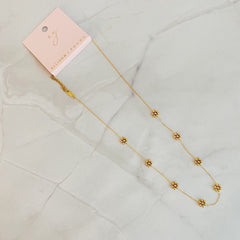 Dainty Golden Bead Flower Necklace - Waterproof Stainless Steel