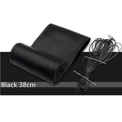 Genuine Leather DIY Car Steering Wheel Cover Anti-slip For Cm Black US