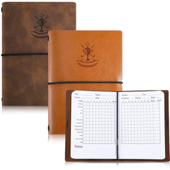 Chinco Christmas Golf Gifts Leather Golf Scorecard Book Golf Yardage Notebook Golf Journal Notepad for Sports and Outdoor Golf Club Accessories(Yellow Brown2 Pieces)