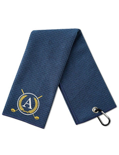 CybGene Golf Towels Monogrammed Golf Accessory for Golf Bags Golf Gifts for Men and Women on National Golf Day Retirement Birthday Christmas 16”x 24” Microfiber Golf Towel Blue - Initial A