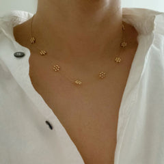 Dainty Golden Bead Flower Necklace - Waterproof Stainless Steel
