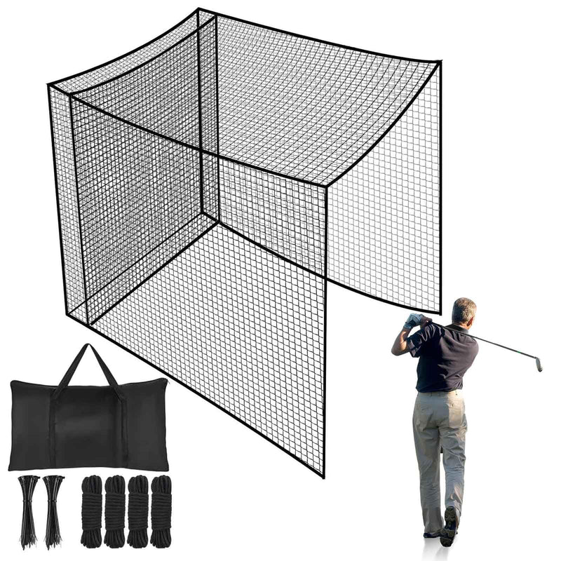 LalaKoo Golf Batting Cage Net with Extra Striking Net 10ft x 10ft x 10ft Golf Cage Net Golf Practice Net Golf Batting Cage Netting Golf Net Golf Training Net (Frame NOT Included)