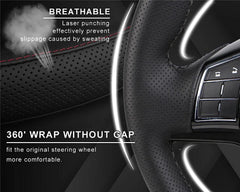 Genuine Leather DIY Car Steering Wheel Cover Anti-slip For Cm Black US