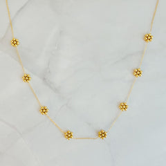 Dainty Golden Bead Flower Necklace - Waterproof Stainless Steel