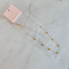 Dainty Golden Bead Flower Necklace - Waterproof Stainless Steel