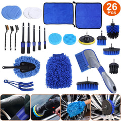 26Pcs Car Detailing Brush Kit Exterior Interior Car Cleaning Set Drill