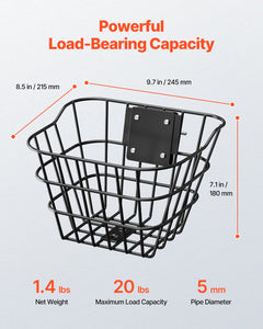 Front Bike Basket, Electric Scooter Basket with Fixed Bracket - Max