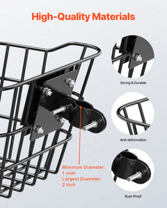 Front Bike Basket, Electric Scooter Basket with Fixed Bracket - Max