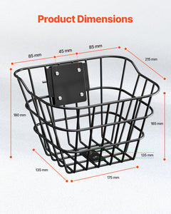 Front Bike Basket, Electric Scooter Basket with Fixed Bracket - Max