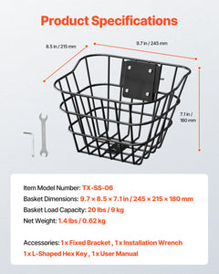 Front Bike Basket, Electric Scooter Basket with Fixed Bracket - Max
