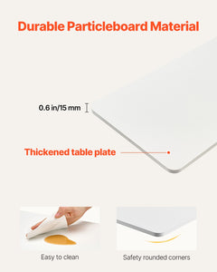 Overbed Table, Mobile Bed Side Table with 4 Hidden Wheels, Height
