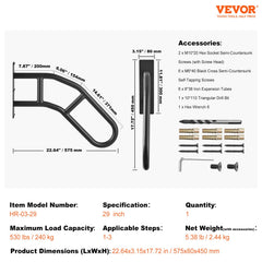 Handrails for Outdoor Steps, 29in Length Wall Mount Safety Railings