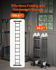 Multi-Purpose Folding Ladder, 7-in-1 Tall Extension Step Ladder, A