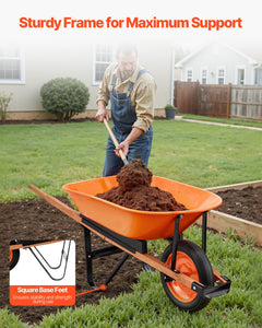 Wheelbarrow Cart, 5 Cu. Ft. Load & 330 lbs Capacity, One Wheel Garden