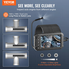 Endoscope Camera with Lights Triple Lens Borescope 1499.6 cm Cable