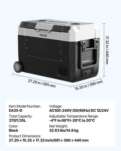 Car Refrigerator, DC 12/24V AC100-240V Compressor Electric Cooler,