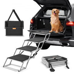 Dog Stair for Cars 4-step Folding Dog Steps Aluminum Loads up to 113.4