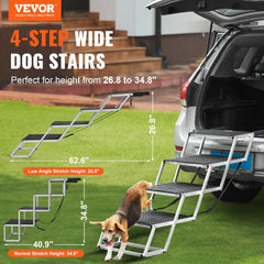 Dog Stair for Cars 4-step Folding Dog Steps Aluminum Loads up to 113.4