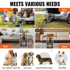 Dog Stair for Cars 4-step Folding Dog Steps Aluminum Loads up to 113.4