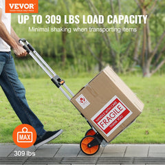Folding Hand Truck, 309 lbs Load Capacity, Aluminum Portable Cart,