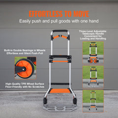Folding Hand Truck, 309 lbs Load Capacity, Aluminum Portable Cart,