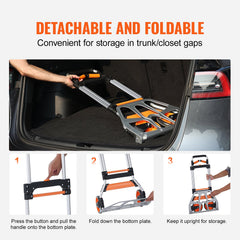 Folding Hand Truck, 309 lbs Load Capacity, Aluminum Portable Cart,