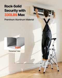 4 Step Ladder, Folding Step Stool with Wide Anti-Slip Pedal and