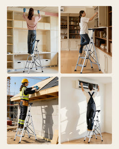 4 Step Ladder, Folding Step Stool with Wide Anti-Slip Pedal and