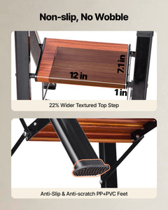 3 Step Ladder, Folding Step Stool with Wide Anti-Slip Pedal and