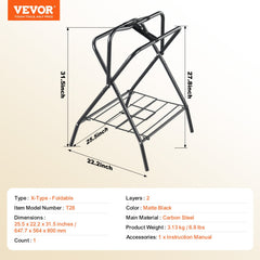 Folding Saddle Rack, 28 x 19 x 37.5 in, Freestanding Horse Saddle