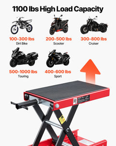 Motorcycle Lift, 499 kg Motorcycle Scissor Lift Jack with Wide Deck &