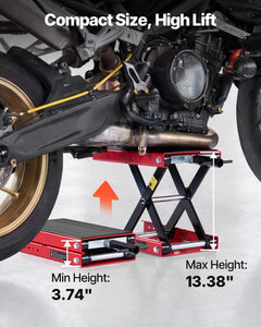 Motorcycle Lift, 499 kg Motorcycle Scissor Lift Jack with Wide Deck &