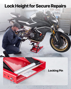 Motorcycle Lift, 499 kg Motorcycle Scissor Lift Jack with Wide Deck &