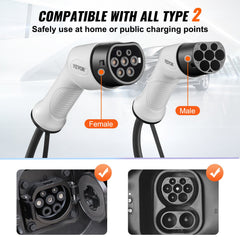Type 2 to Type 2 EV Charging Cable, 16Amp, 11kW 5 Meters Three Phase