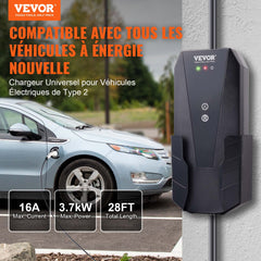 Portable EV Charger Type 2, 16A 3.7 kW, Electric Vehicle Car Charger