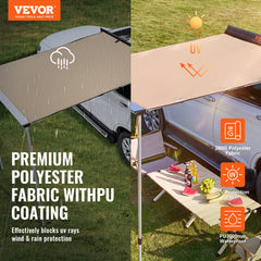 Car Side Awning, Large 4.6'x6.6' Shade Coverage Vehicle Awning,