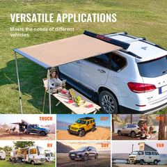 Car Side Awning, Large 4.6'x6.6' Shade Coverage Vehicle Awning,