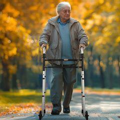 Folding Walker on Wheels, 3-in-1 Stand-Assist Folding Walkers with