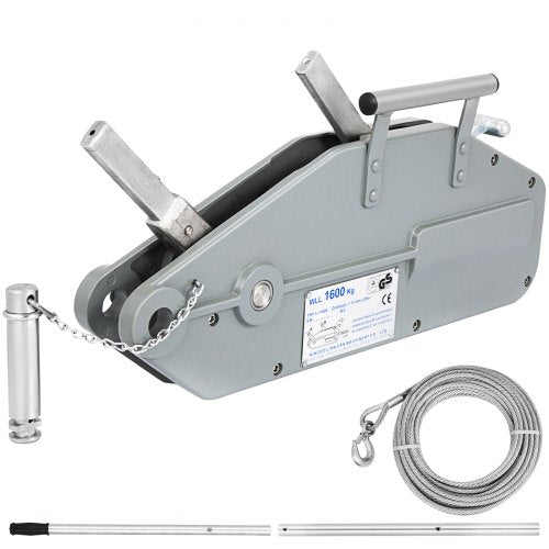 Wire Rope Puller 1.6T/1587.6 kg Capacity Hand Winch Rope 2011.7 cm