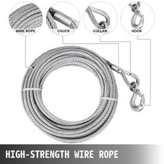 Wire Rope Puller 1.6T/1587.6 kg Capacity Hand Winch Rope 2011.7 cm