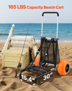 Beach Dolly with Big Wheels for Sand, 29.9in x 15.4in Cargo Deck, w/