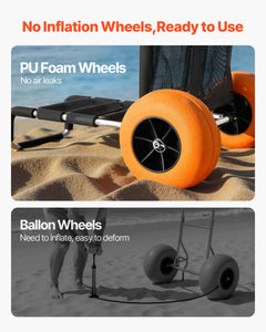 Beach Dolly with Big Wheels for Sand, 29.9in x 15.4in Cargo Deck, w/