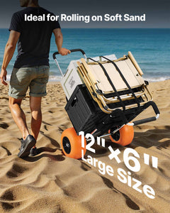 Beach Dolly with Big Wheels for Sand, 29.9in x 15.4in Cargo Deck, w/