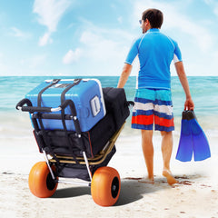 Beach Dolly with Big Wheels for Sand, 29.9in x 15.4in Cargo Deck, w/