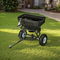 Tow Behind Broadcast Spreader, 130LBS Capacity, Tow/Push Garden