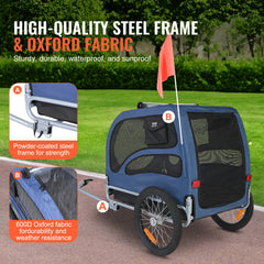 Dog Bike Trailer, Supports up to 100 lbs, Pet Cart Bicycle Carrier,