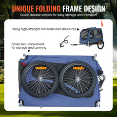 Dog Bike Trailer, Supports up to 100 lbs, Pet Cart Bicycle Carrier,