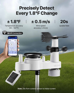 7-in-1 Wi-Fi Weather Station with APP, 190.5 mm VA Display, Wireless