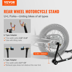 Motorcycle Rear Wheel Stand, with U + L Fork Swingarm Spool, 390 kg