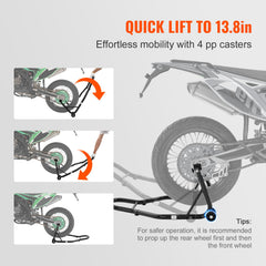 Motorcycle Rear Wheel Stand, with U + L Fork Swingarm Spool, 390 kg
